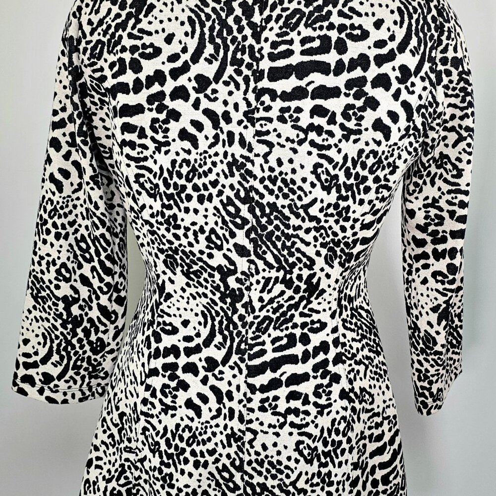 Calvin Klein Leopard Print Ruffle Front Blazer Jacket Open Front - Picture 3 of 11